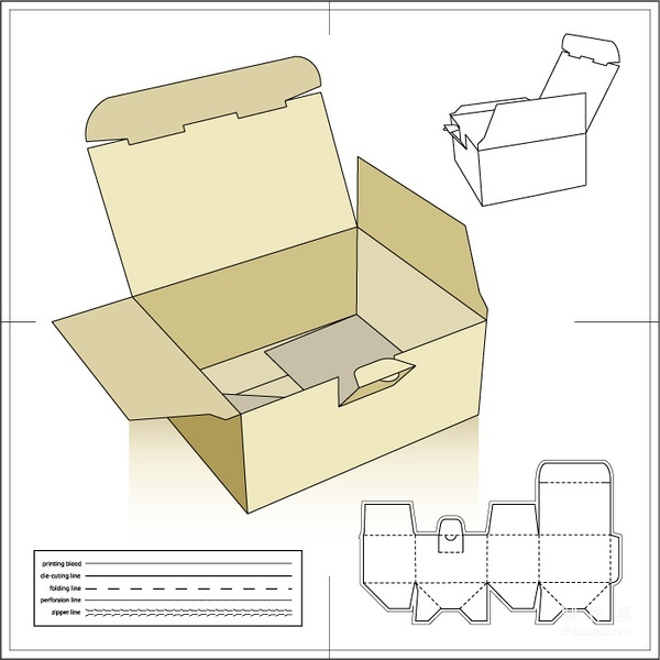 教你制作折纸盒包装盒子的折线设计图